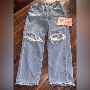 American Eagle Outfitters Blue Ripped Boyfriend Jeans size 8 short